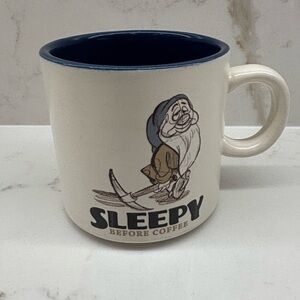 Hallmark Disney ‘Sleepy Before Coffee’ Mug – 12 oz, Dwarf Mug Cream and Blue